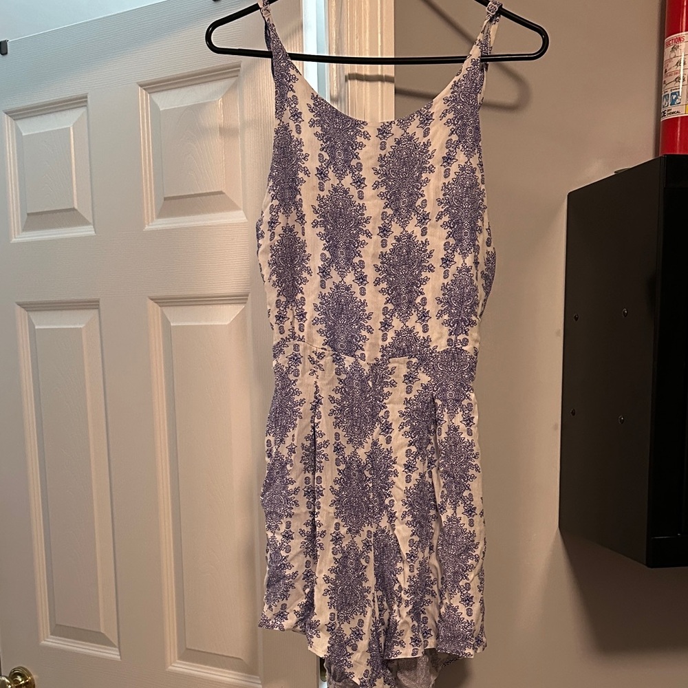 Blue and White Patterned Romper